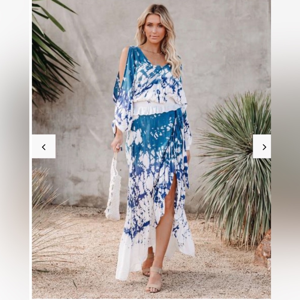 NEW VICI HALEIWA TIE DYE TOP & WRAP MAXI SKIRT SET, S